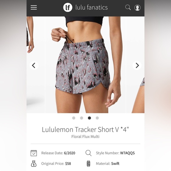Lululemon Tracker Short V *4"- Floral Flux Multi (branded Peloton)/ Size 6 - Picture 3 of 4